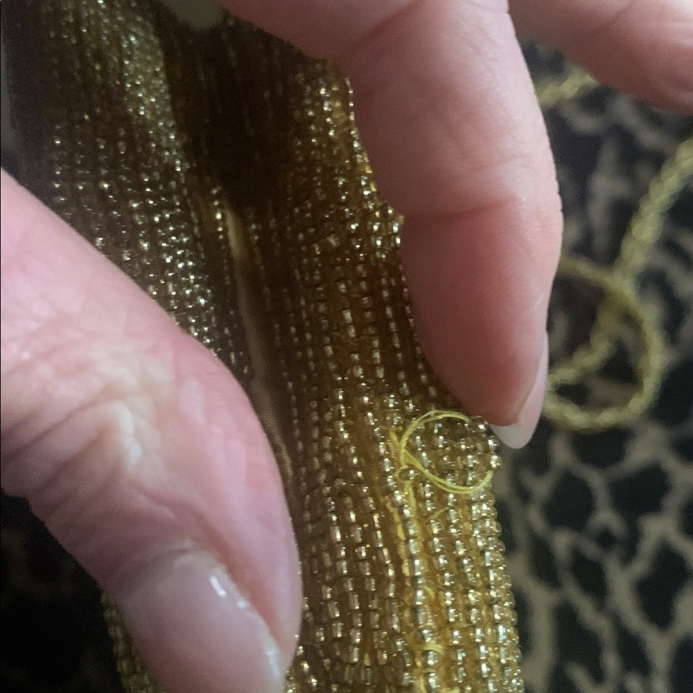 Vintage Gold Beaded Evening Bag Crossbody Wedding Party Clutch Glam - Picture 8 of 8
